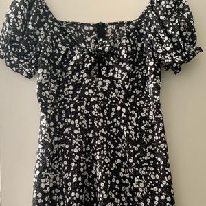 Plus Ditsy Floral Tie Front Milkmaid Dress